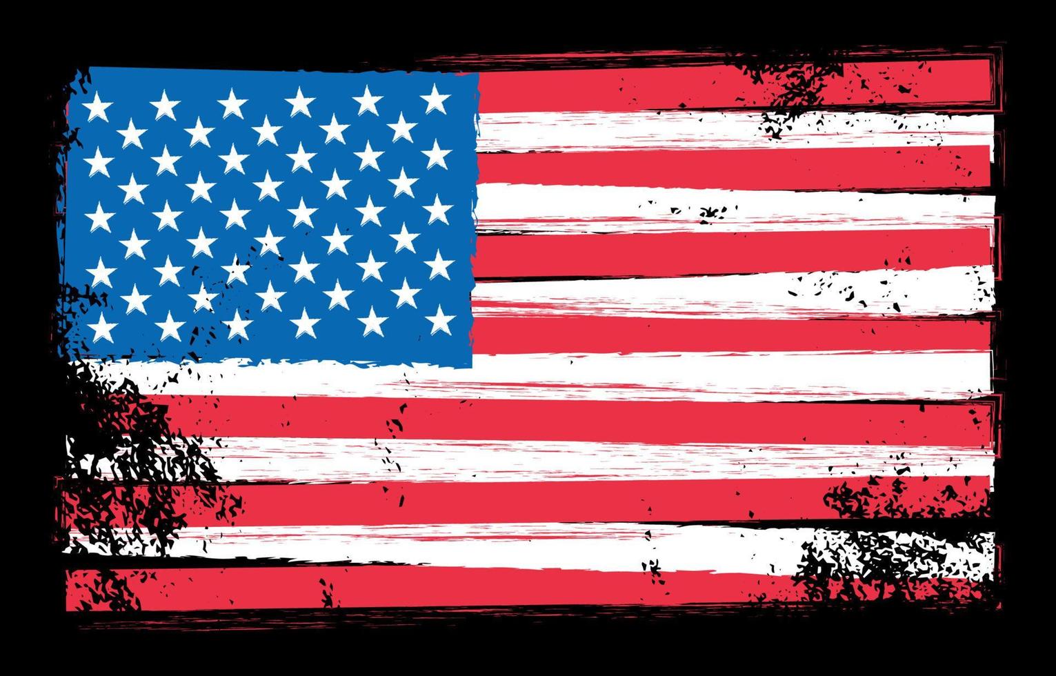 bandera americana angustiada con efecto grunge vector