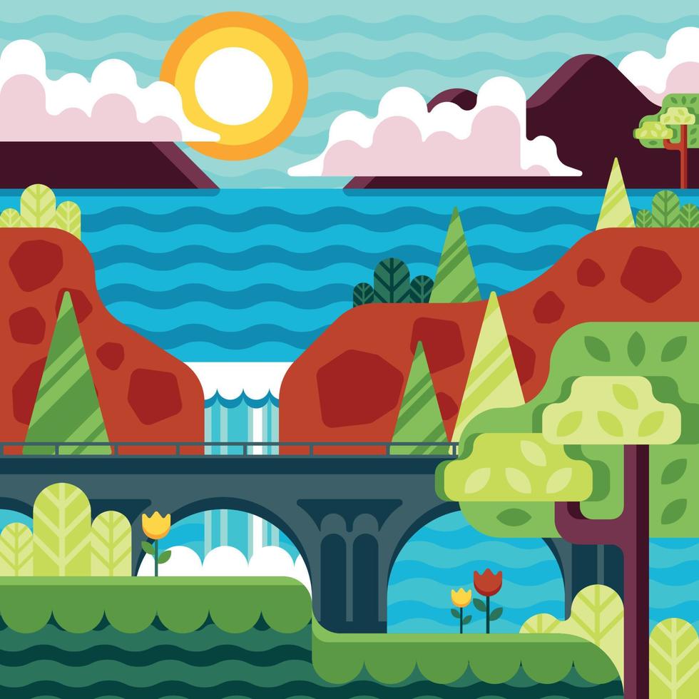 diseño plano colorido paisaje vector