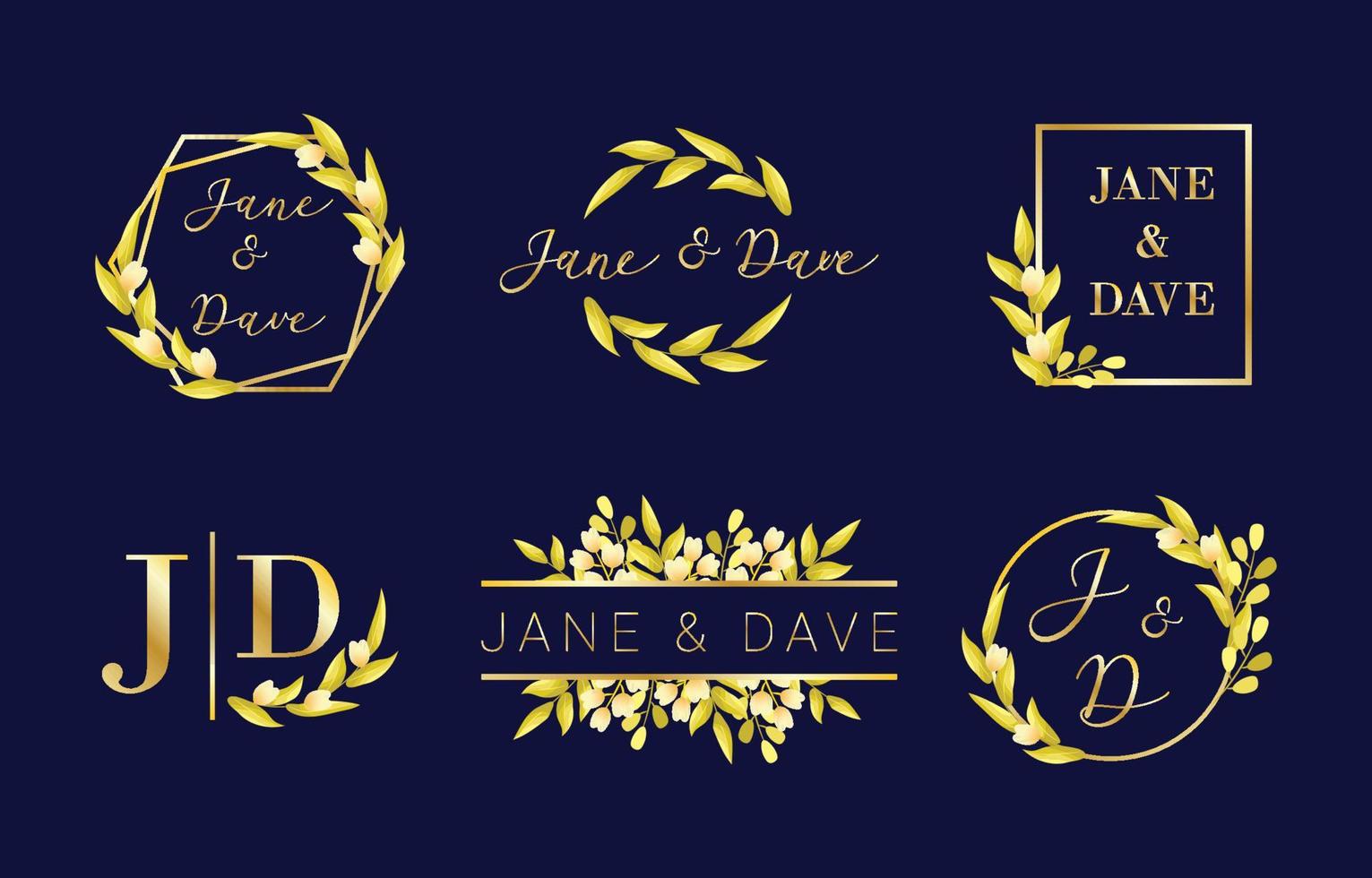 Floral Wedding Monogram Set vector