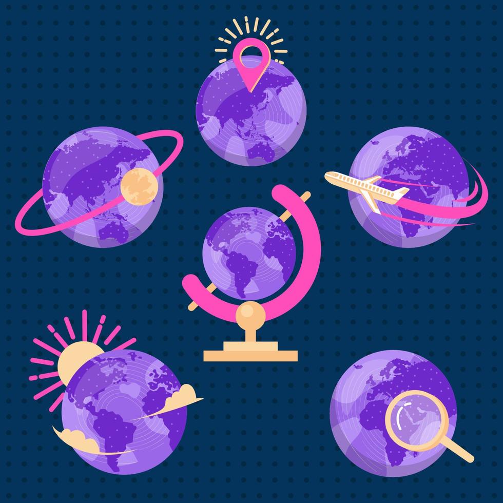 The Simple Purple Globe Icons vector