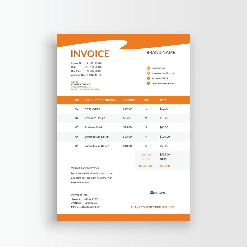 Minimalist and professional black and white blue color invoice, voucher, receipt sales voucher template vector format