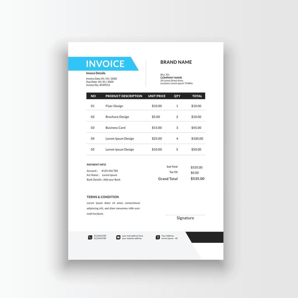 minimalist receipt voucher template vector, sales invoice template vector format a4 paper