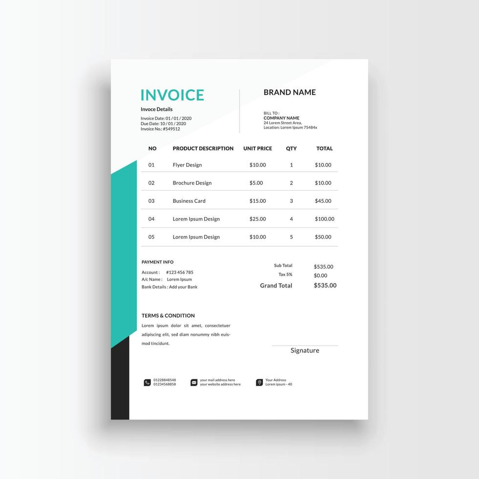 minimalist receipt voucher template vector, sales invoice template vector format a4 paper