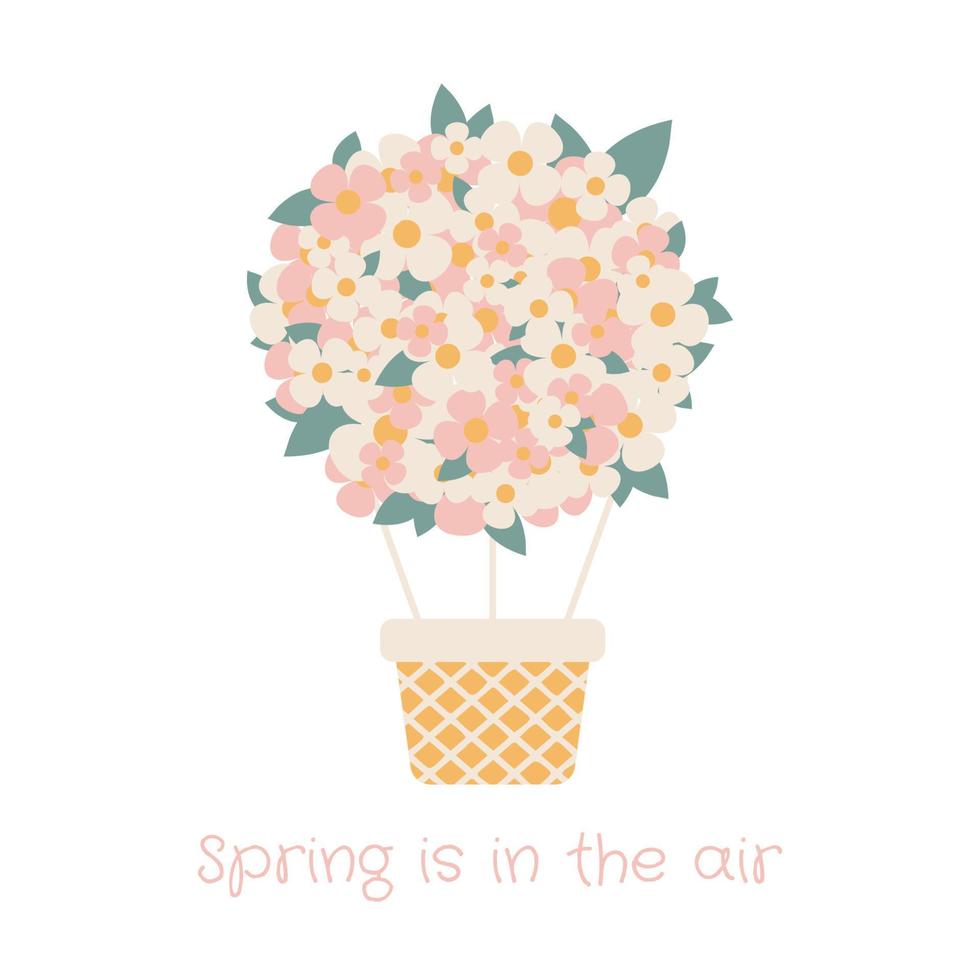 Air balloon-flowers. Spring is in the air. Vector illustration of spring flowers.