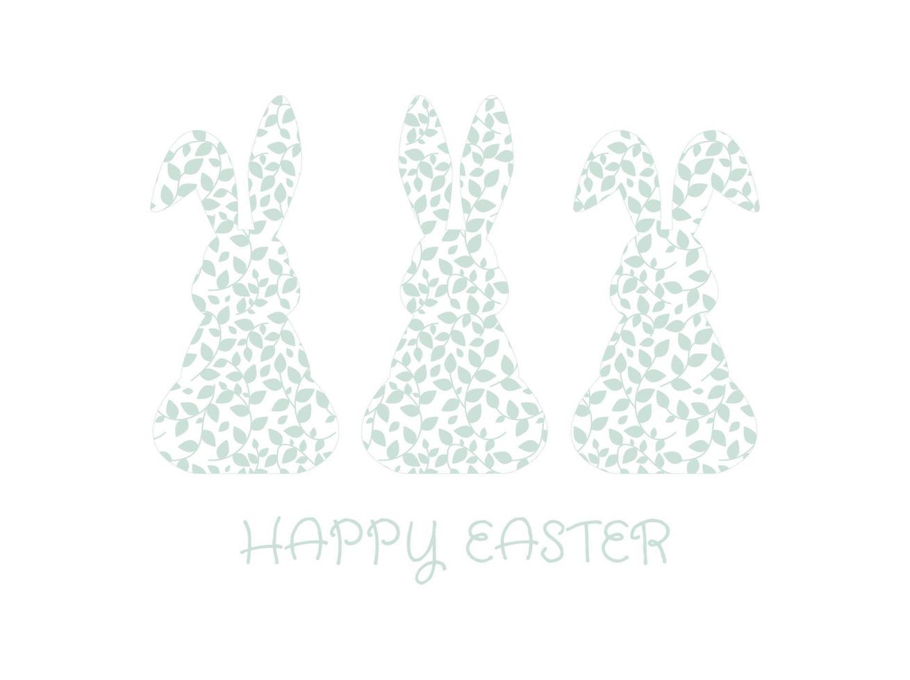 Bunny design element with seamless pattern. Illustration for postcard, poster, sticker, pattern. Easter bunny, rabbits. Cute animal silhouette, vector design element.
