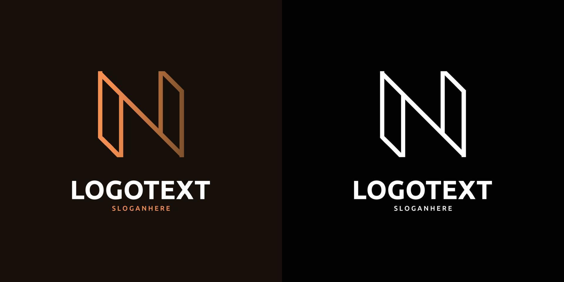 diseño abstracto del logotipo dorado de la letra n sobre fondo de color oscuro, logotipo del alfabeto n vector