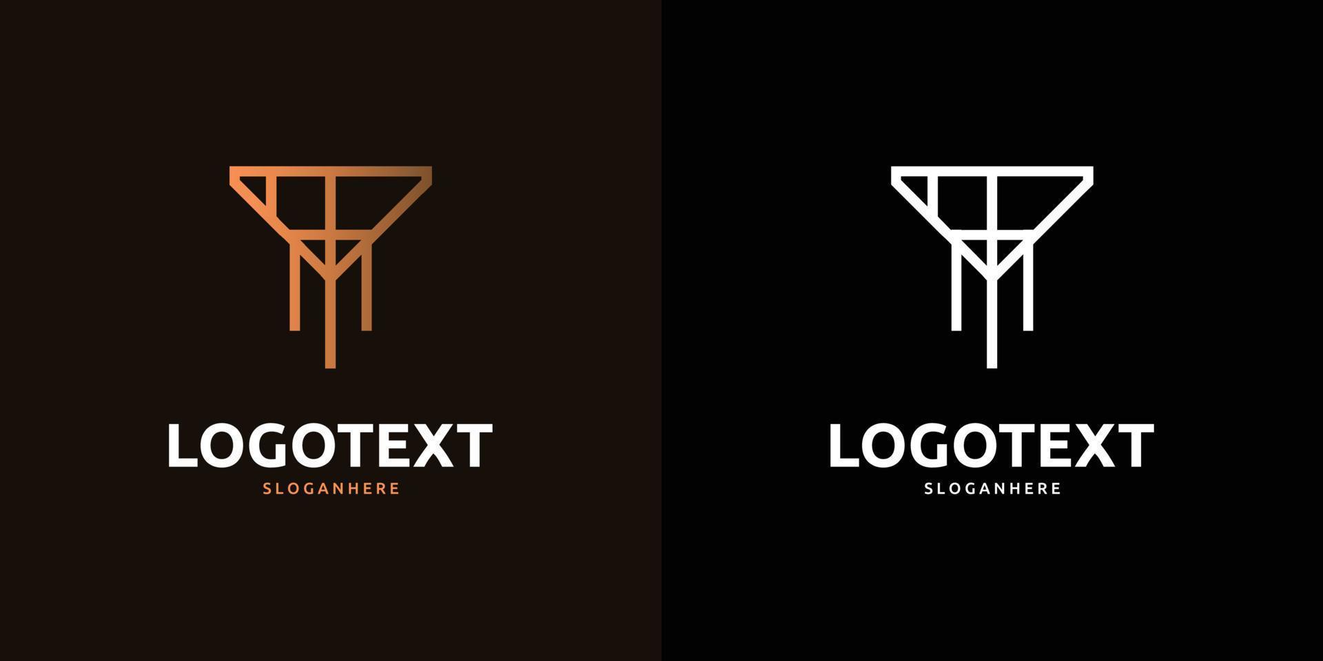 diseño abstracto del logotipo dorado de la letra y sobre fondo de color oscuro, logotipo del alfabeto y vector