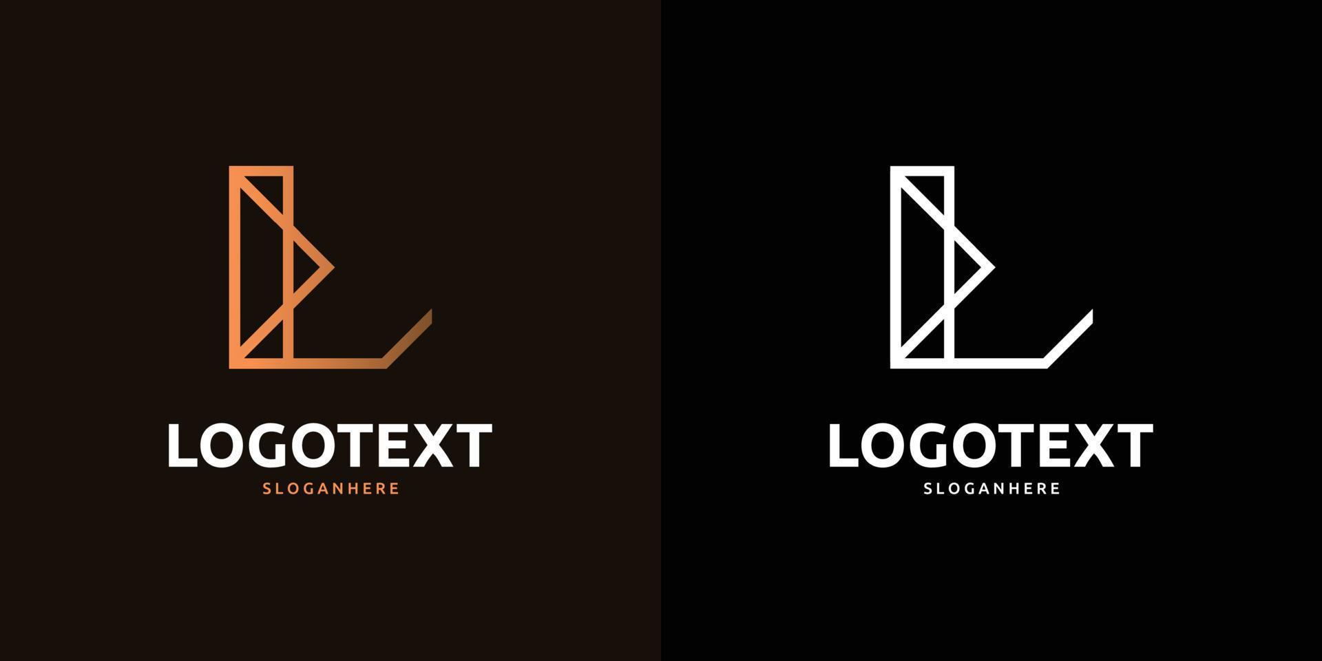 L letter golden logo abstract design on dark color background, L alphabet logo vector