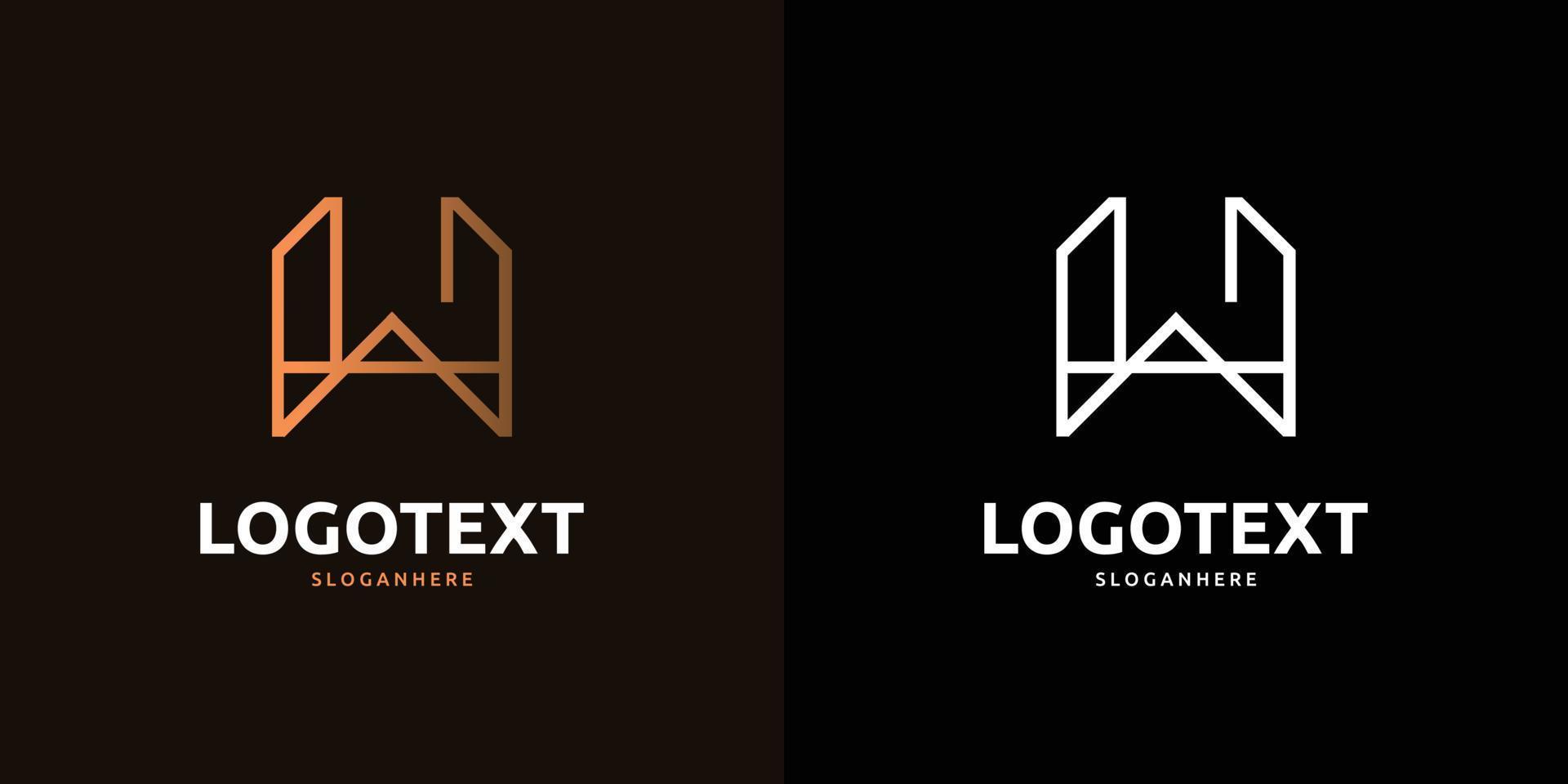 W letter golden logo abstract design on dark color background, W alphabet logo vector