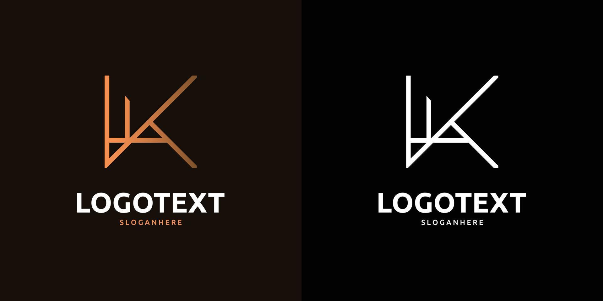 diseño abstracto del logotipo dorado de la letra k sobre fondo de color oscuro, logotipo del alfabeto k vector