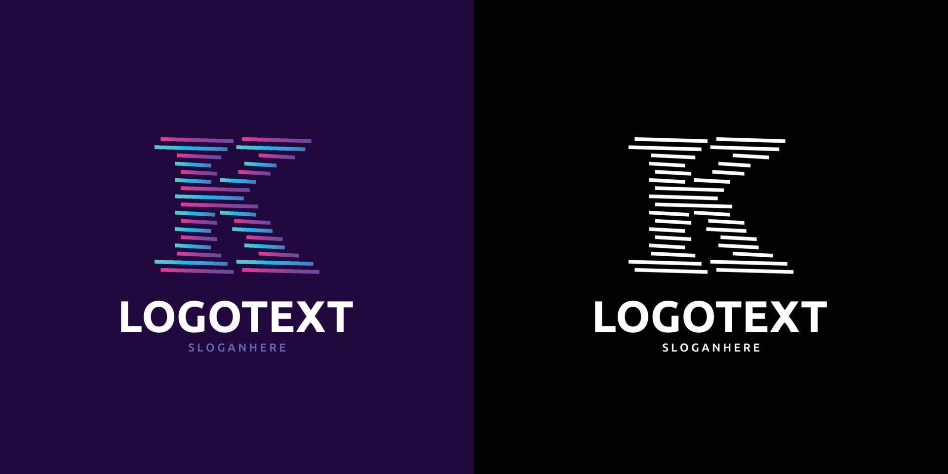 Letter K logo, Colorful lines logo vector