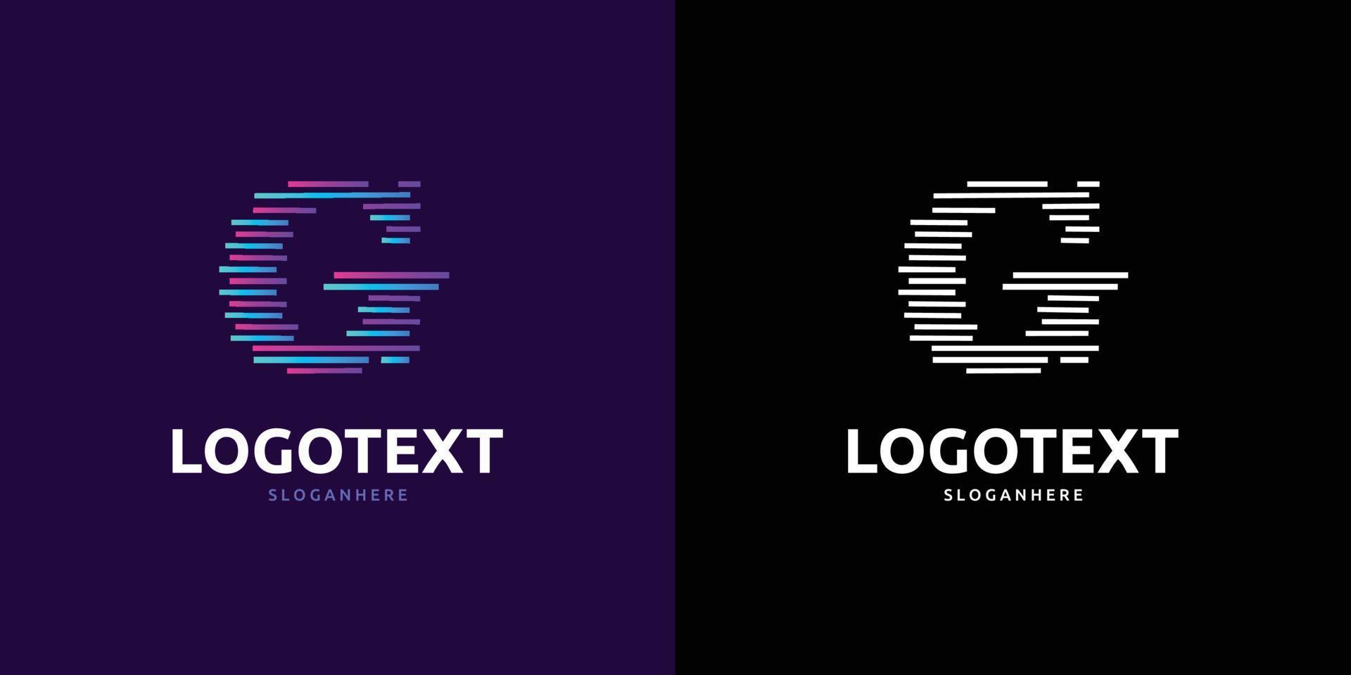 logotipo de la letra g, logotipo de líneas de colores vector