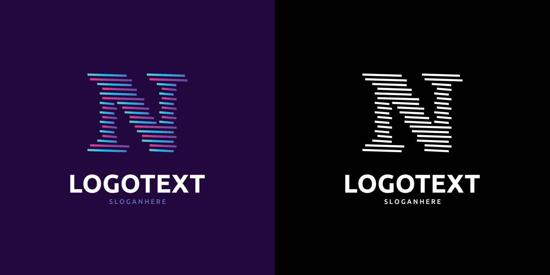 Letter N logo, Colorful lines logo vector