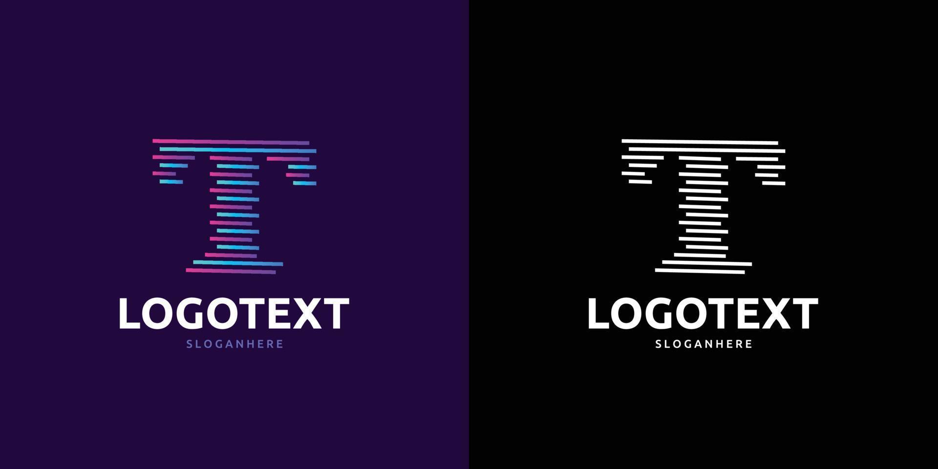 logotipo de la letra t, logotipo de líneas coloridas vector