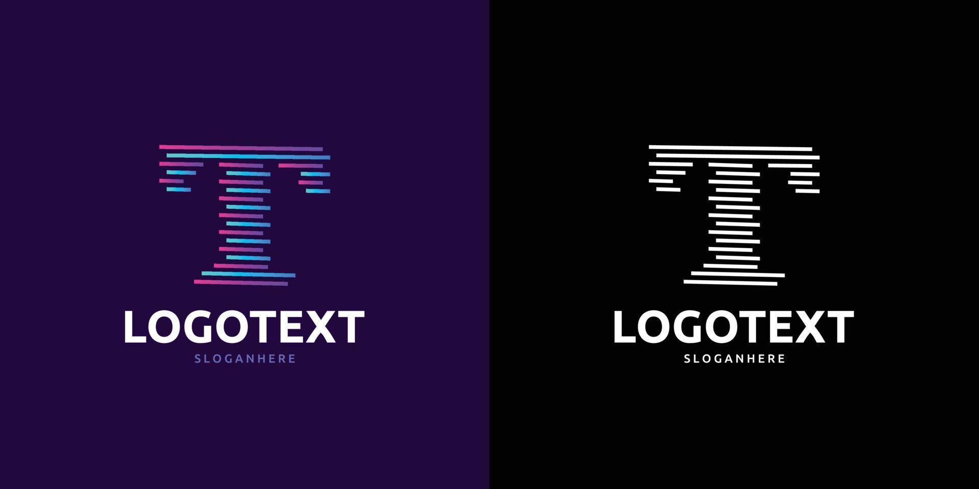 Letter T logo, Colorful lines logo vector