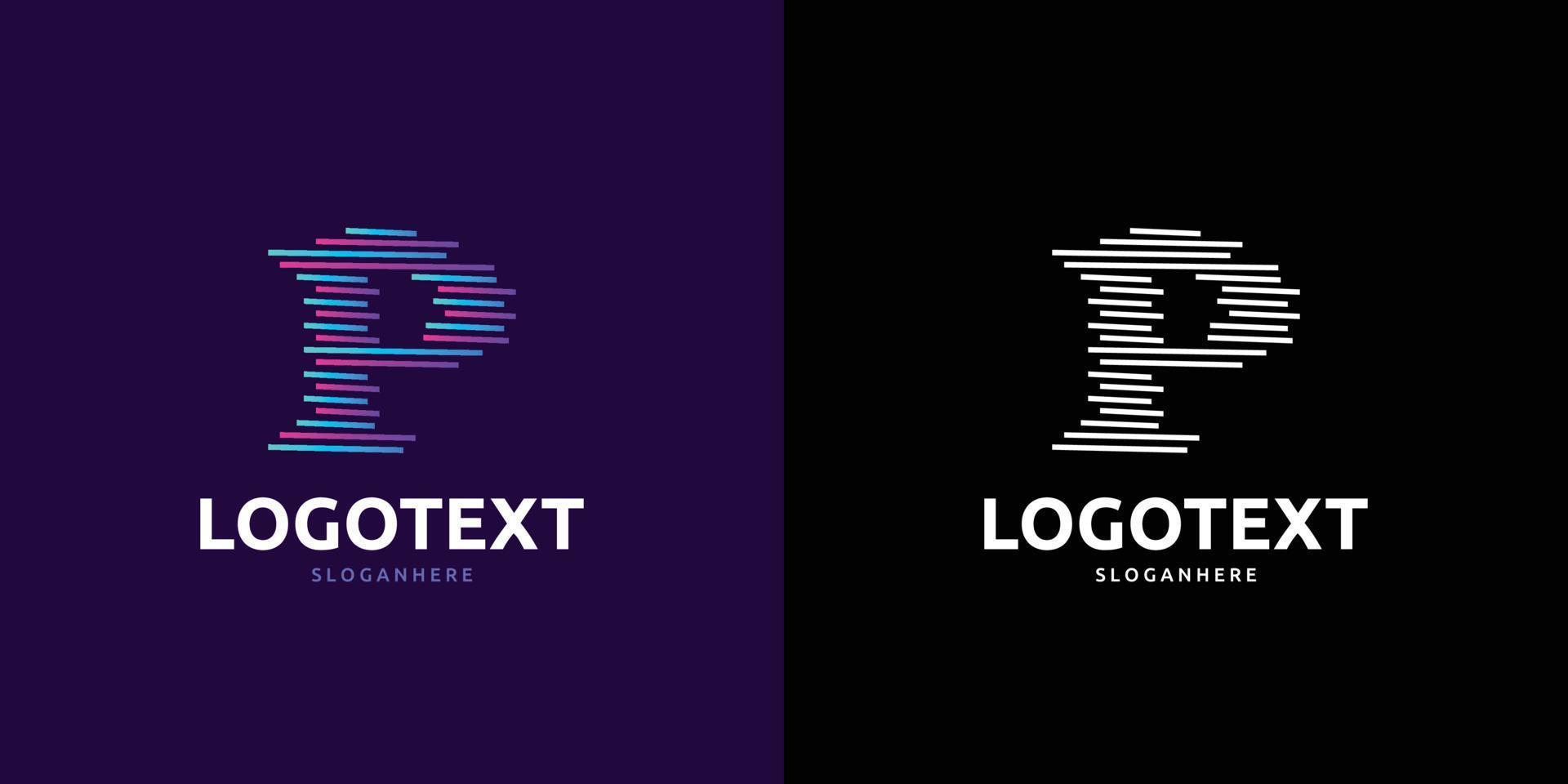 Letter P logo, Colorful lines logo vector