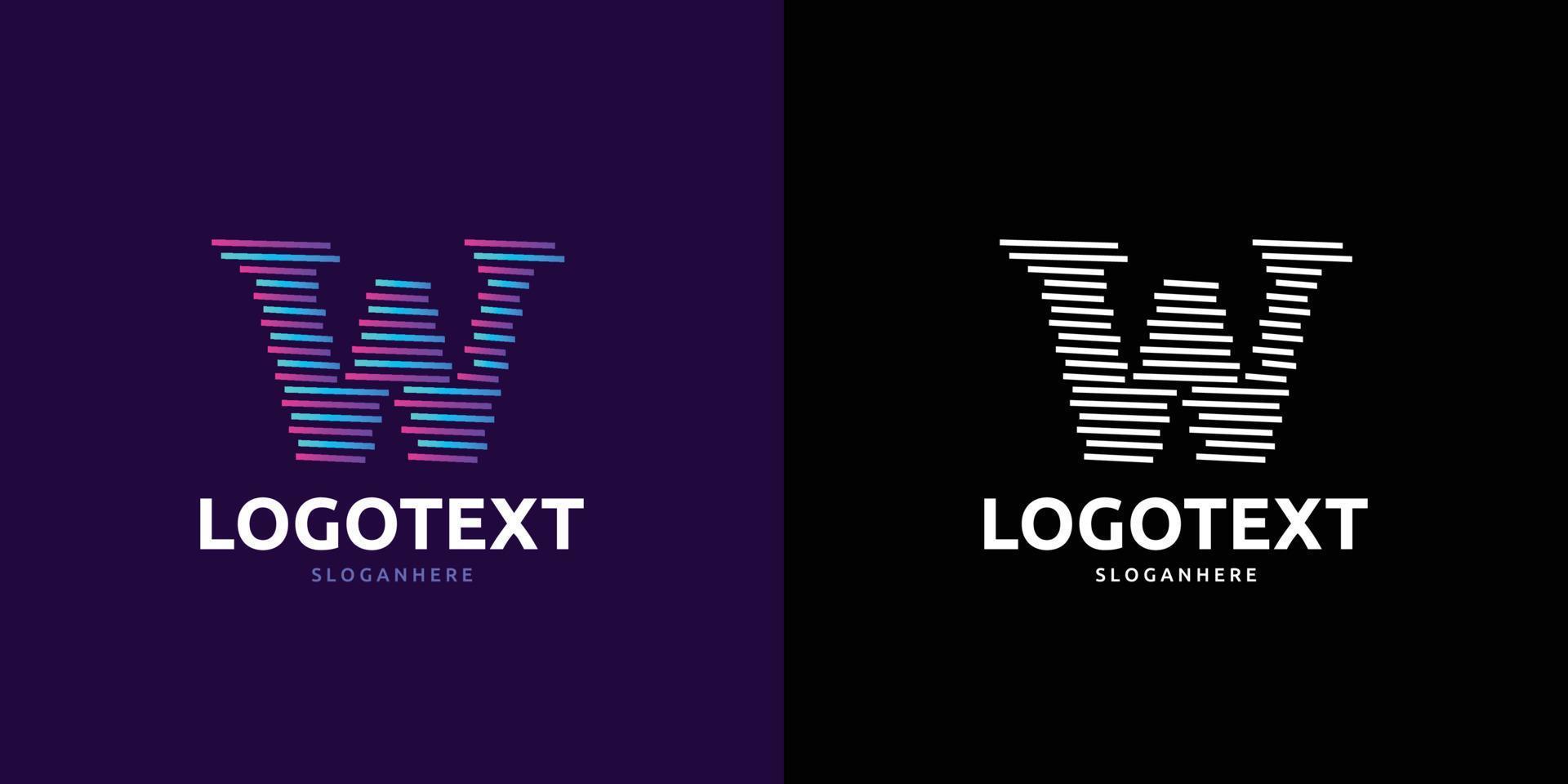 logotipo de la letra w, logotipo de líneas coloridas vector