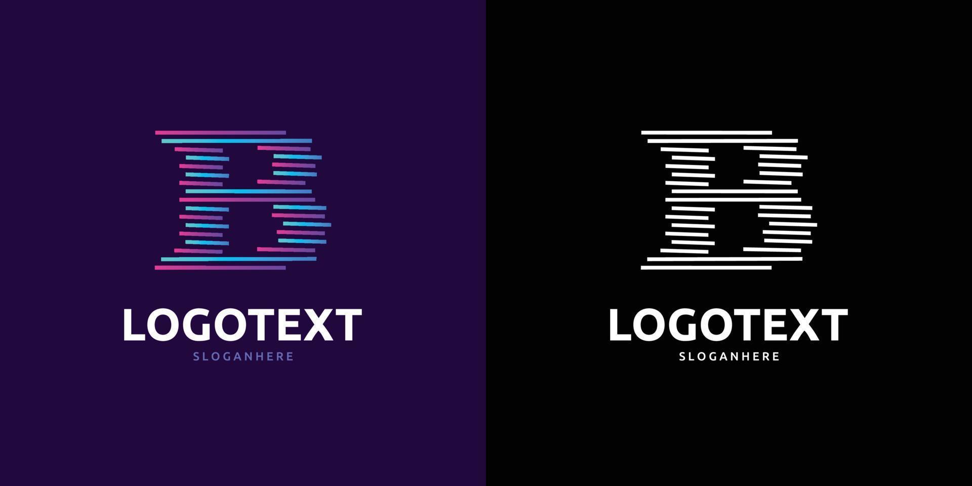 Letter B logo, Colorful lines logo vector