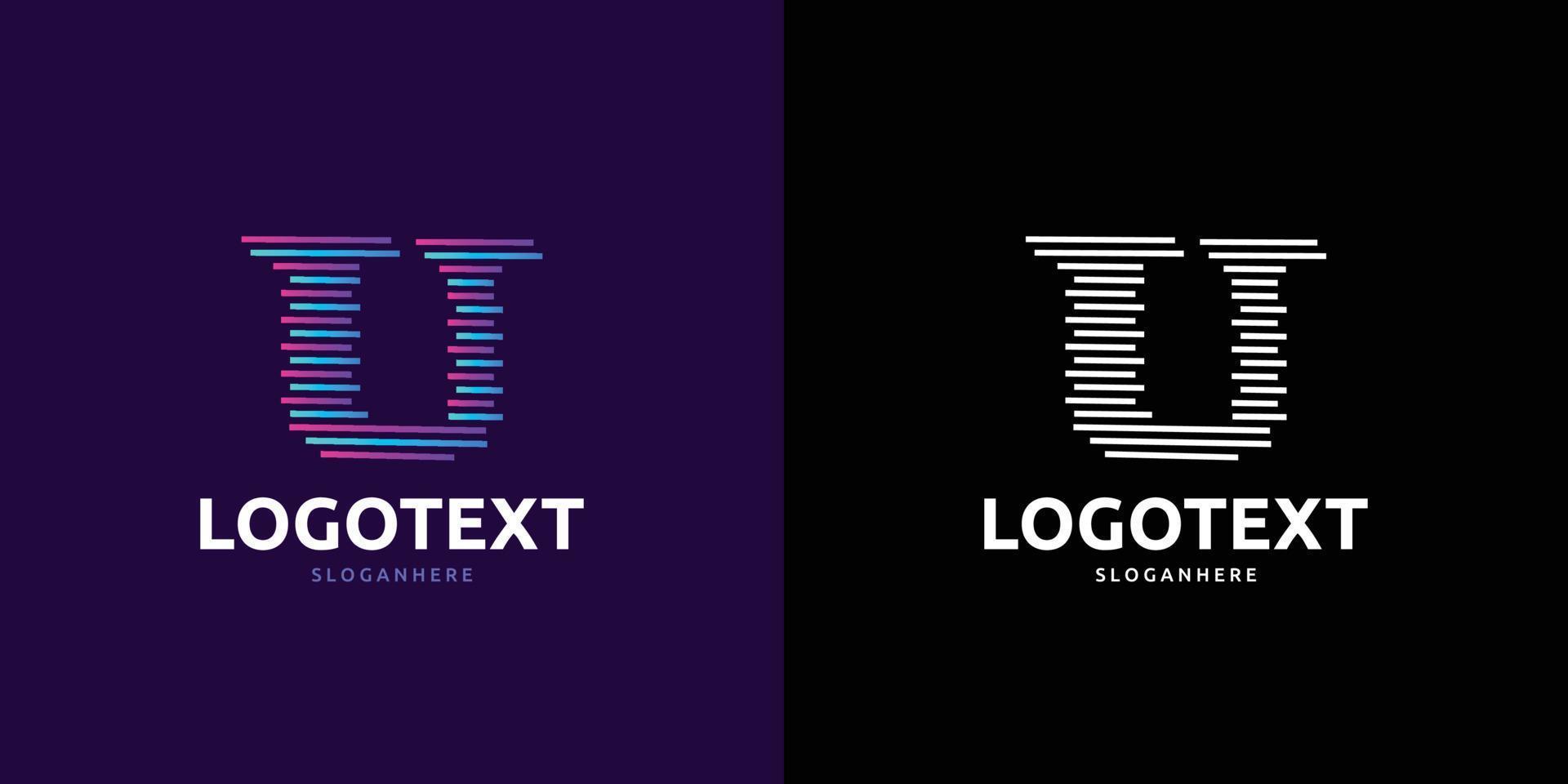 Letter U logo, Colorful lines logo vector