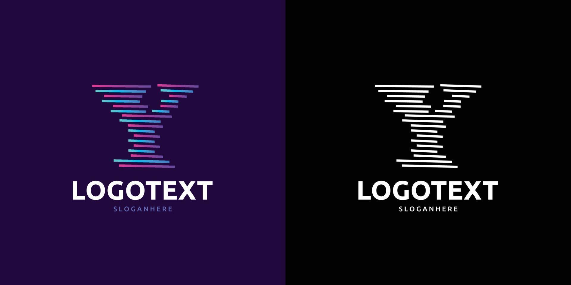 logotipo de la letra y, logotipo de líneas coloridas vector