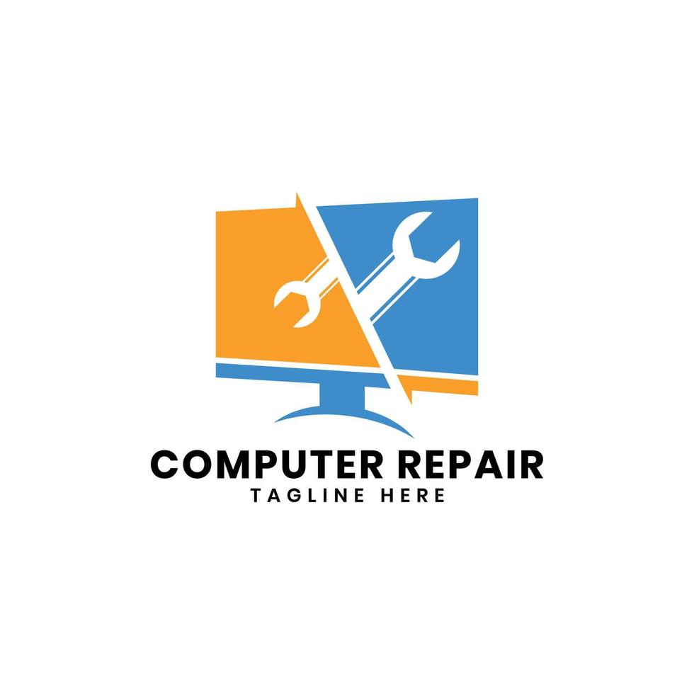 computer repair logo design template vector