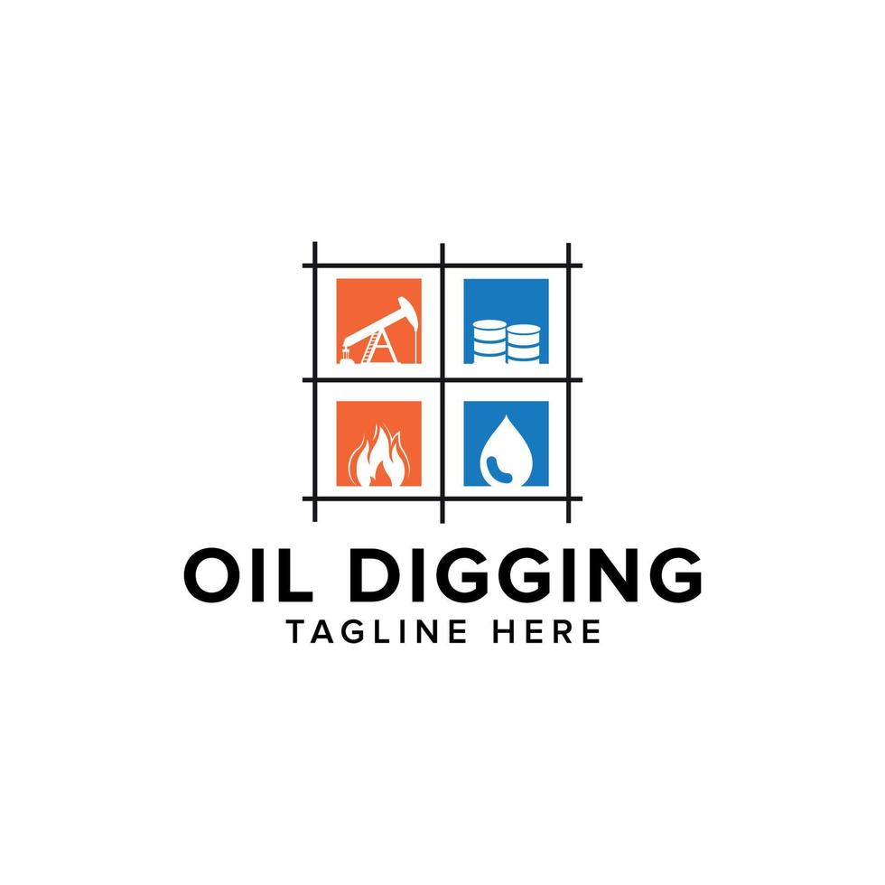 oil digging service logo design template vector