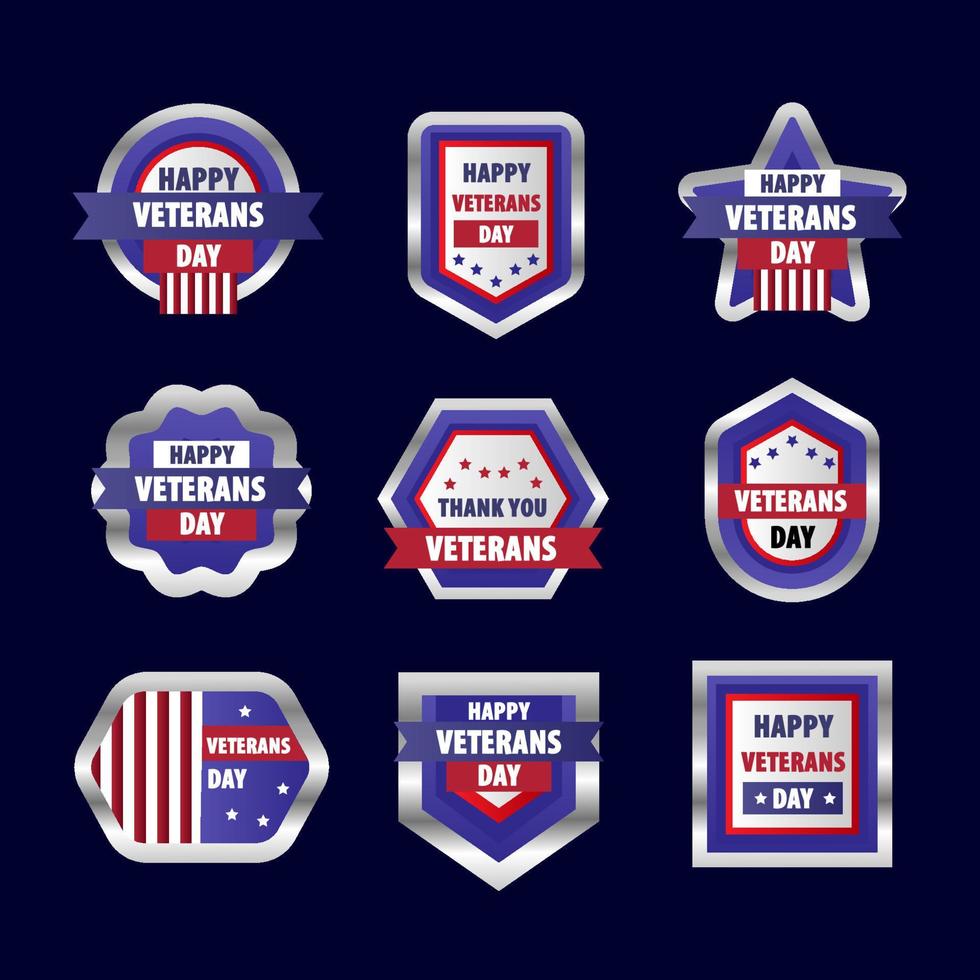 conjunto de insignias del día de los veteranos vector