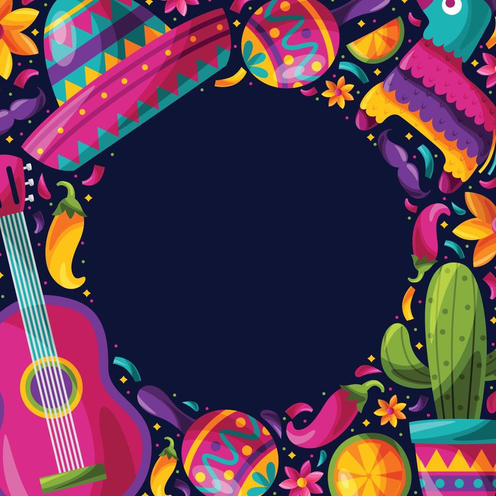 fondo lindo del elemento del doodle del cinco de mayo vector