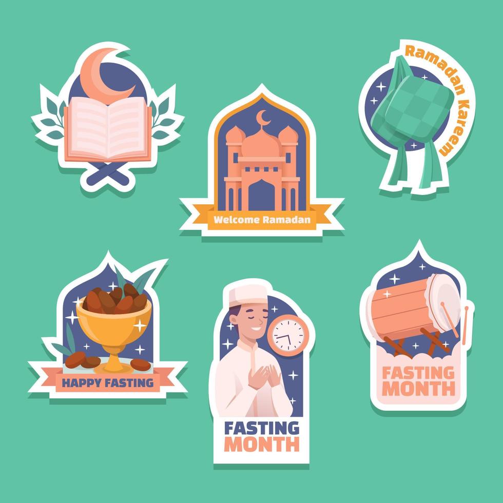 Set of Ramadan Month Sticker vector