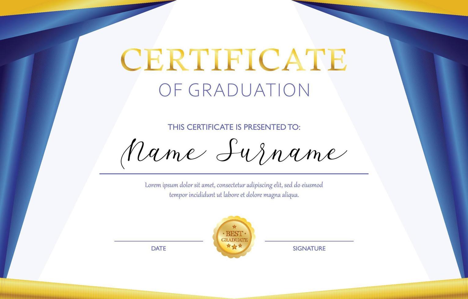 Certificate of Graduation Template vector