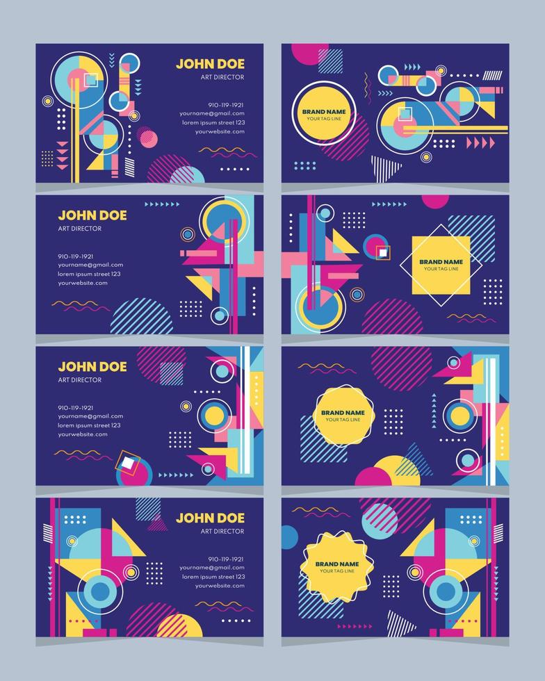 Colorful Geometric Business Card Collection vector