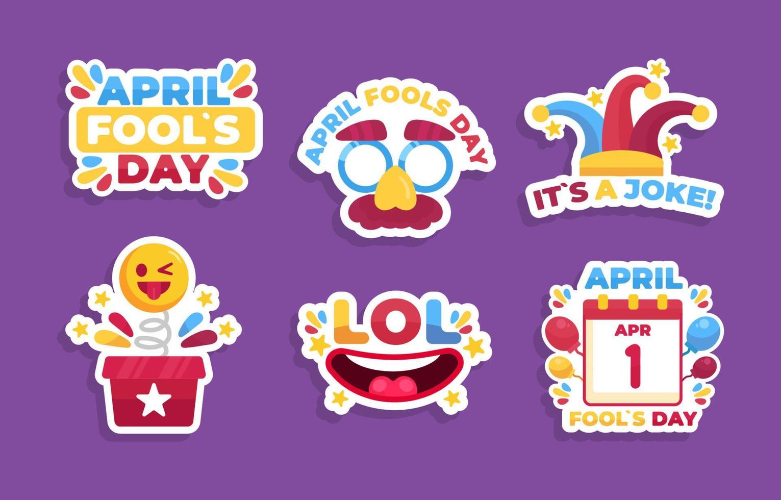 April Fools Day Sticker Pack vector