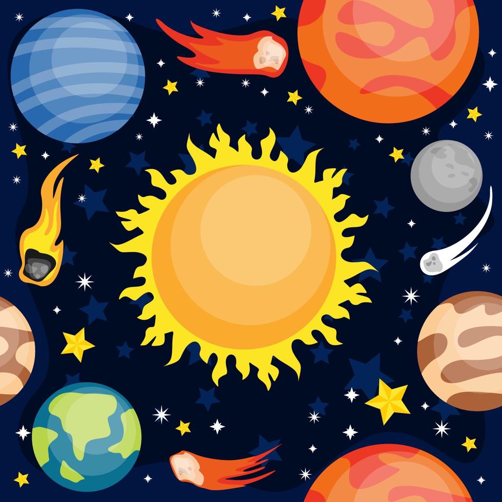 Celestial Bodies Seamless Pattern vector