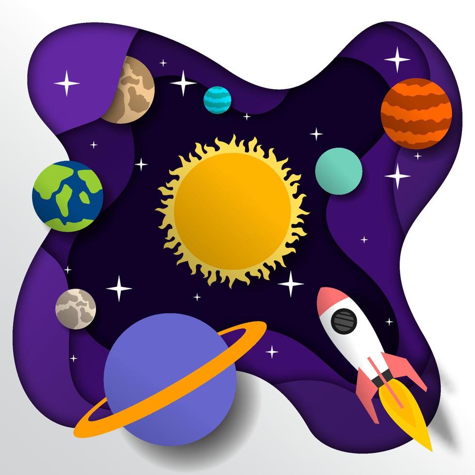 Outer Space and Galaxy Paper Cut vector