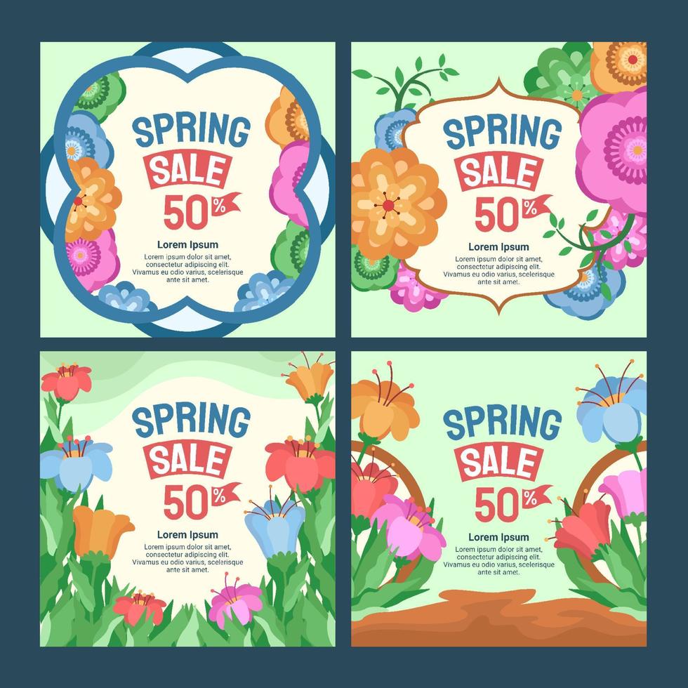 publicación de redes sociales de venta de marketing de temporada de primavera vector