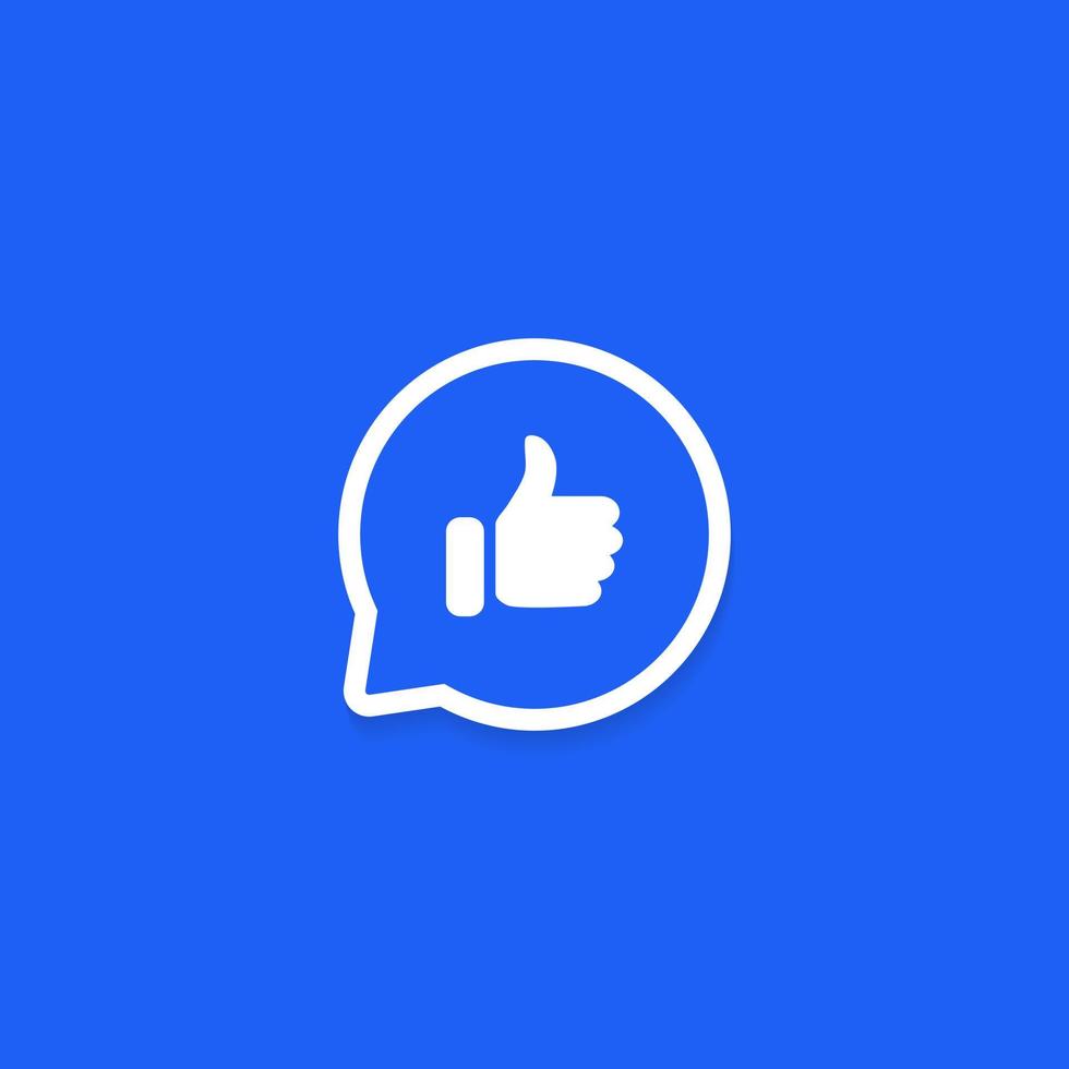 Thumb Up, Like Icon Vector in Speech Bubble Line