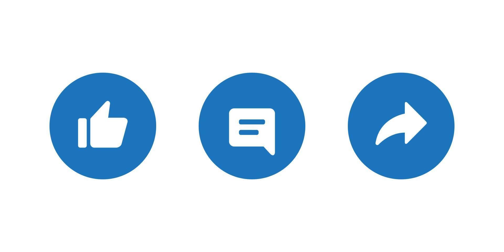me gusta, comentar y compartir vector de icono de botón en estilo plano
