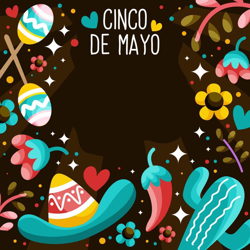 Cinco De Mayo Elements Festival Background vector