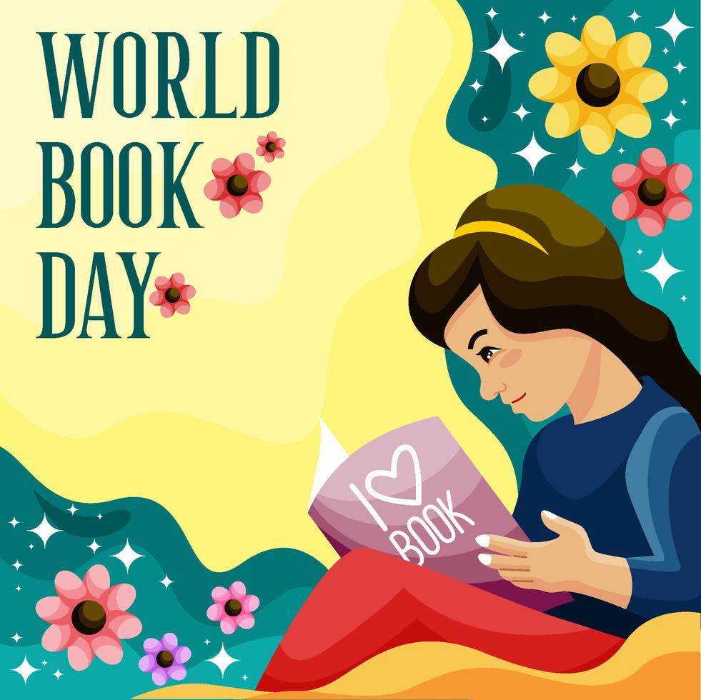 Girl Read a Book Background vector