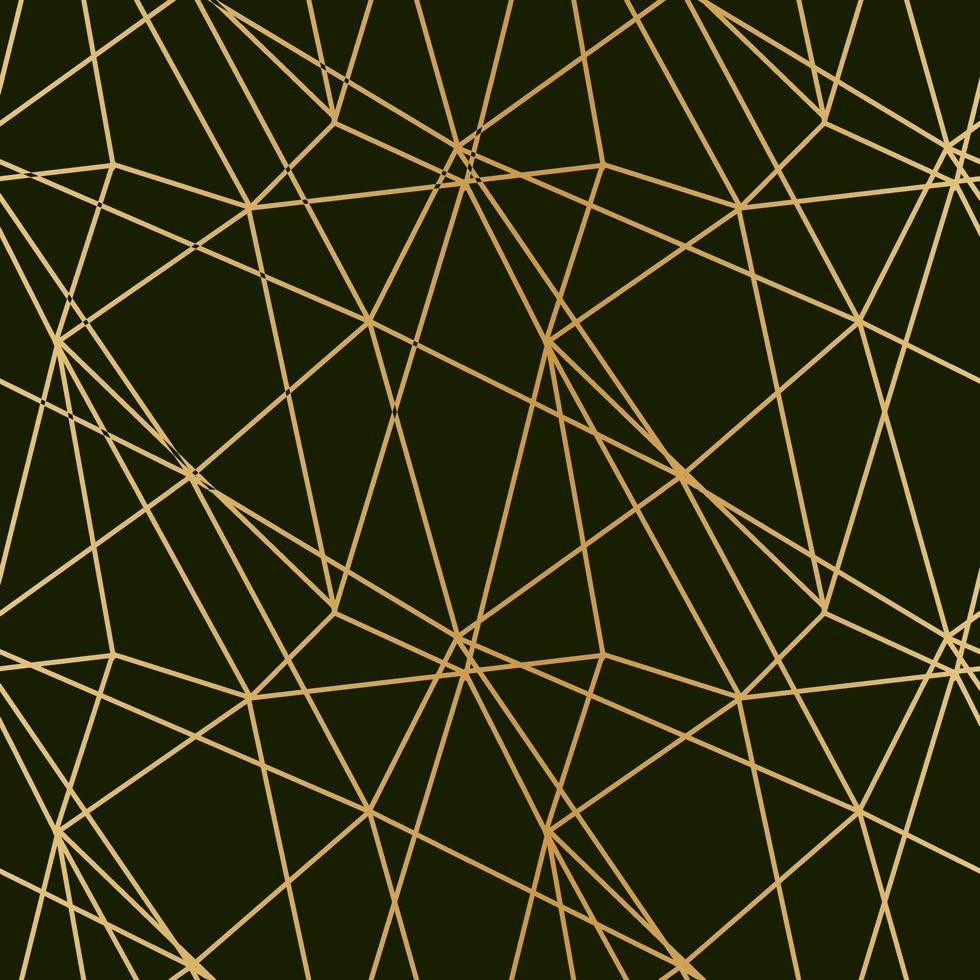 triangles mosaic of thin golden lines on a dark luxury background seamless pattern for wrapping paper textile vector