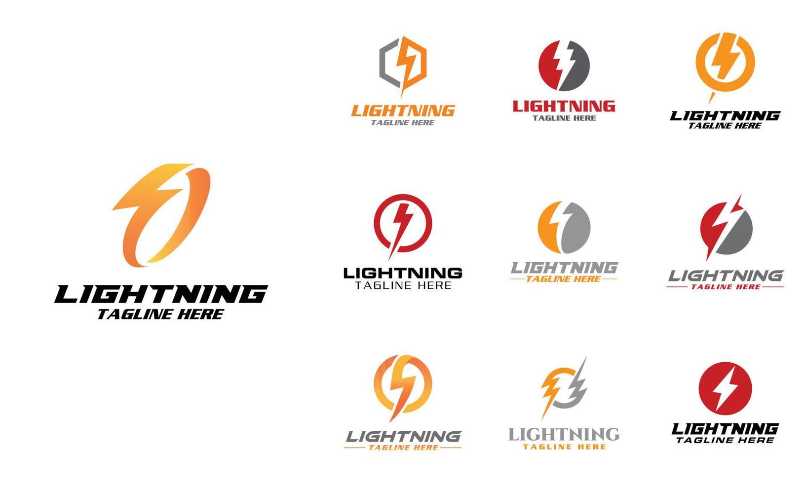 Bolt logo design set, related to lightning or thunder. vector