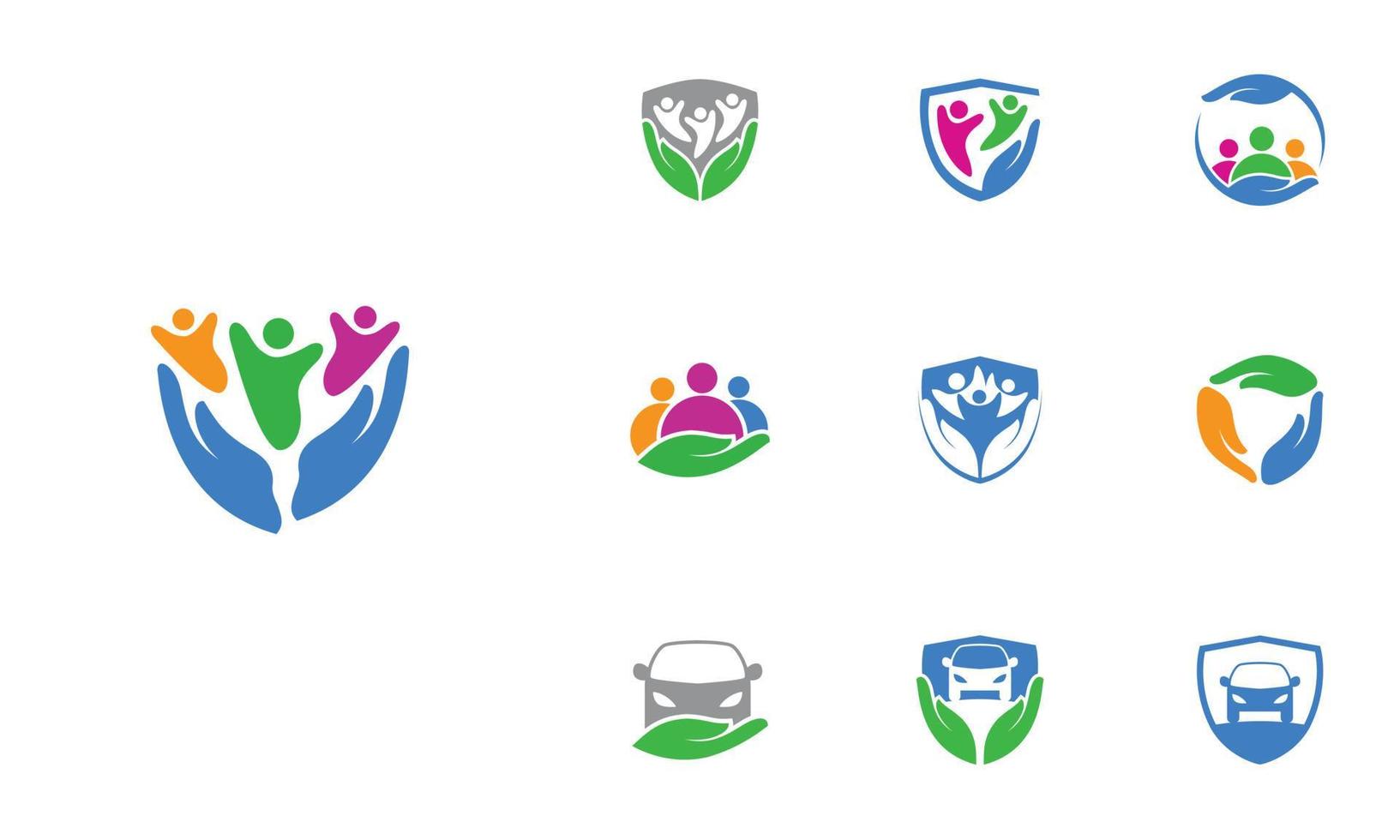 Logo design element related of hand to protect. Care symbol vector