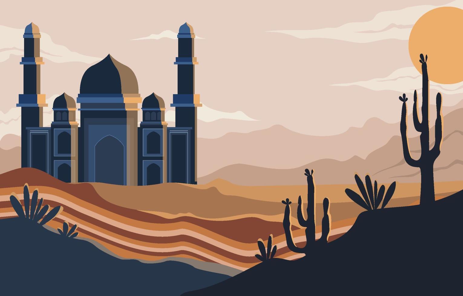 Evening at the Desert Mosque vector