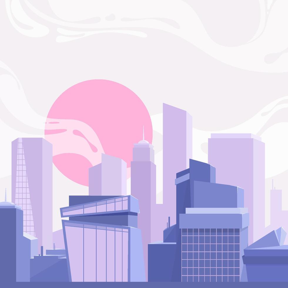 Cityscape Background in Purple vector
