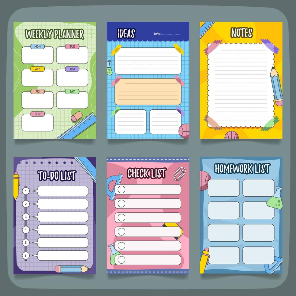 School Journal Template Collection vector