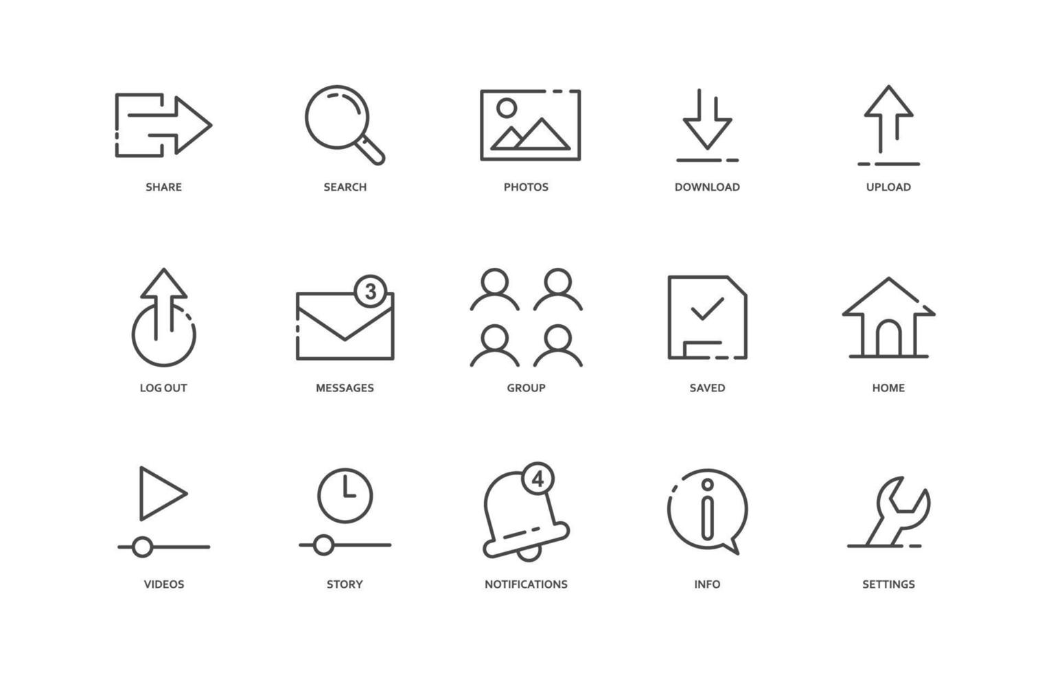 Social Media Actions Outline Icon vector