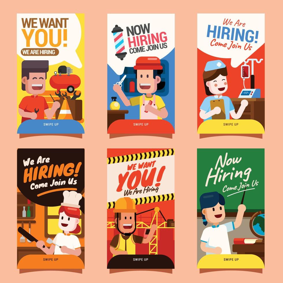 Various Career Hiring Announcement Social Media Post vector