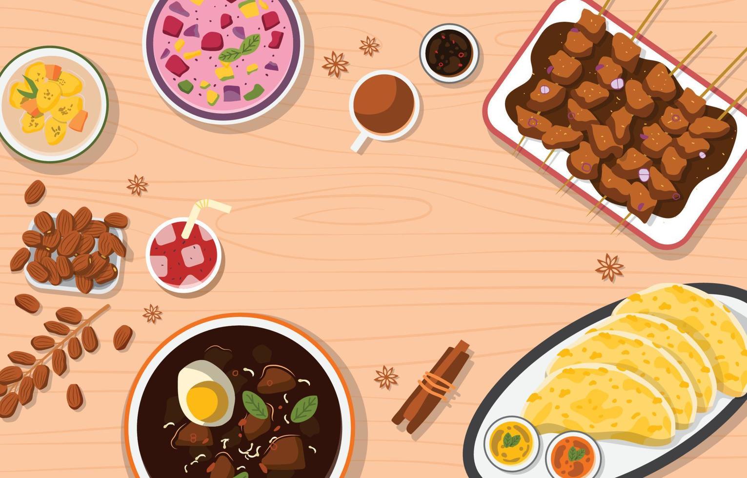 Delicious Asian Moslem Iftar Foods vector