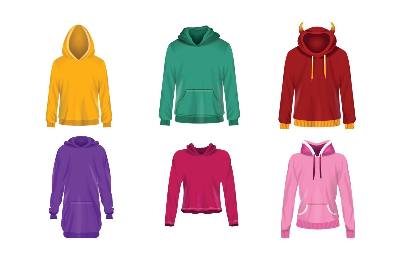 Various 3D Hoodie Mock Up with several colour and Model Variants vector