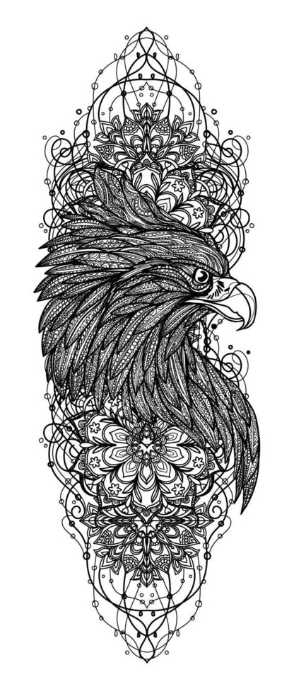 tatuaje boceto águila en blanco y negro vector